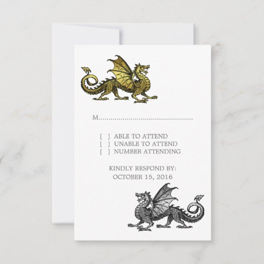 Carte de réponse Mariage Gold Silver Dragon (Devant)