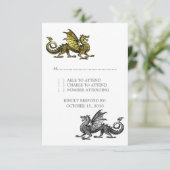 Carte de réponse Mariage Gold Silver Dragon (Debout devant)