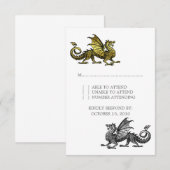 Carte de réponse Mariage Gold Silver Dragon (Devant / Derrière)