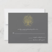 Carte de réponse Mariage Gold Swirl Tree Grey RSVP (Dos)