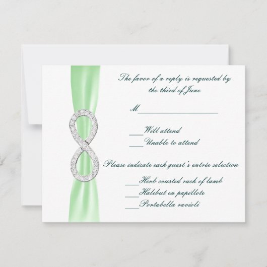 Carte de réponse Mariage Green Diamond Infinity (Devant)