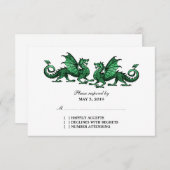 Carte de réponse Mariage Green Elegant Dragons (Devant / Derrière)