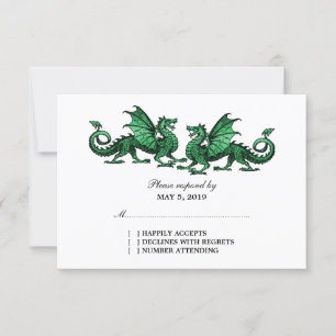 Carte de réponse Mariage Green Elegant Dragons