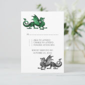 Carte de réponse Mariage Green Silver Dragon (Debout devant)