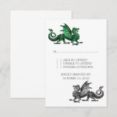Carte de réponse Mariage Green Silver Dragon (Devant / Derrière)