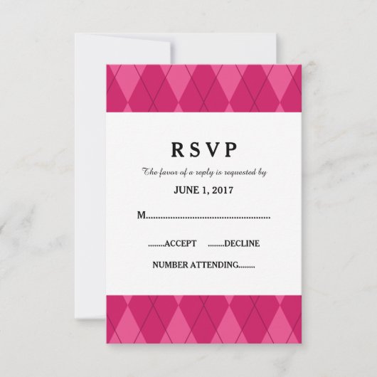 Carte de réponse Mariage Jacquard rose (Devant)