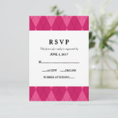 Carte de réponse Mariage Jacquard rose (Debout devant)