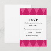 Carte de réponse Mariage Jacquard rose (Devant / Derrière)