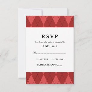 Carte de réponse Mariage Jacquard rouge