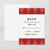Carte de réponse Mariage Jacquard rouge (Devant / Derrière)