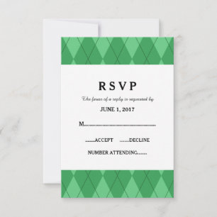 Carte de réponse Mariage Jacquard vert