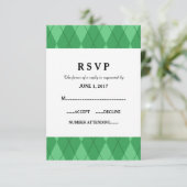 Carte de réponse Mariage Jacquard vert (Debout devant)