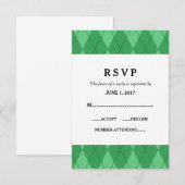 Carte de réponse Mariage Jacquard vert (Devant / Derrière)