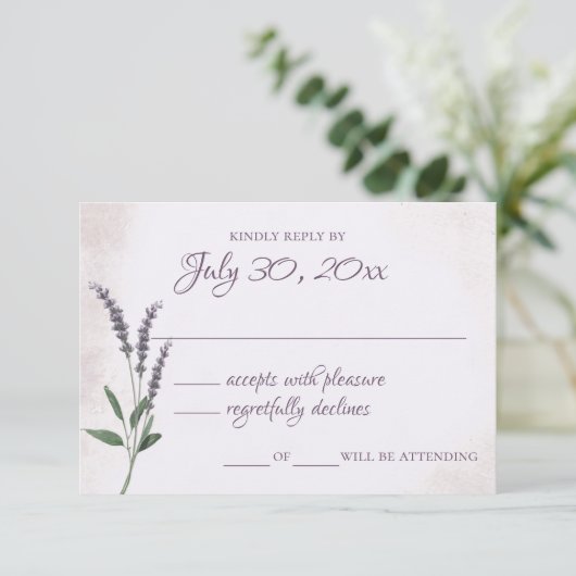 Carte de réponse Mariage Lavender (Debout devant)