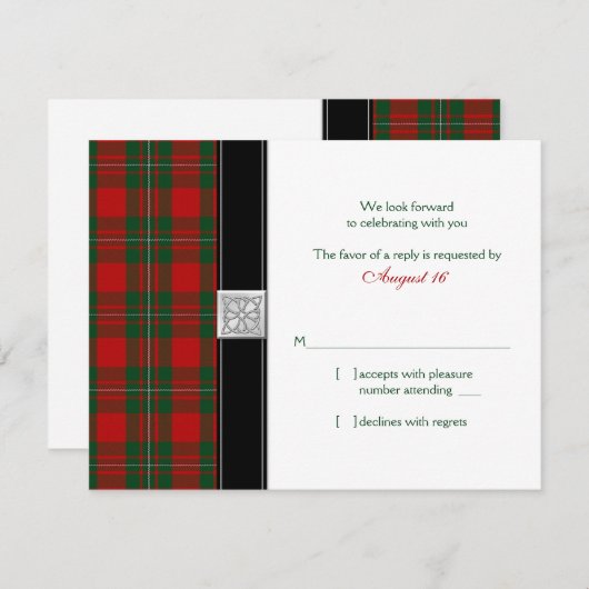 Carte de réponse Mariage MacGregor Tartan (Devant / Derrière)