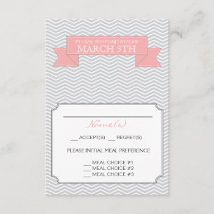Carte de réponse Mariage moderne Chevron rose