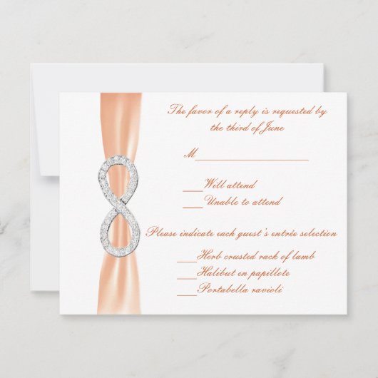 Carte de réponse Mariage Orange Diamond Infinity (Devant)