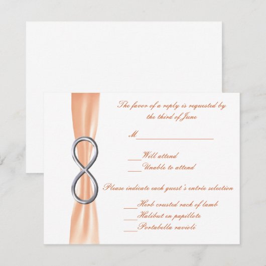 Carte de réponse Mariage Orange Infinity (Devant / Derrière)