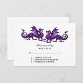 Carte de réponse Mariage Purple Elegant Dragons (Devant / Derrière)