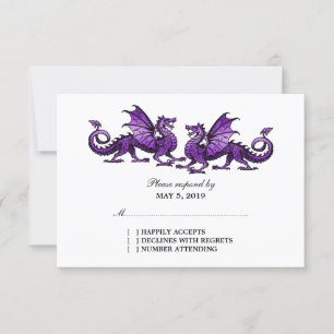 Carte de réponse Mariage Purple Elegant Dragons