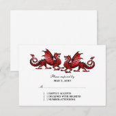 Carte de réponse Mariage Red Elegant Dragons (Devant / Derrière)