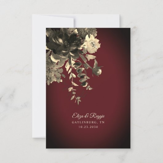 Carte de réponse Mariage romantique brulé (Dos)