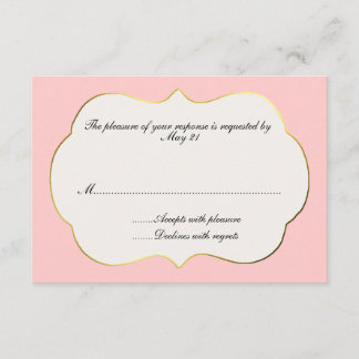 Carte de réponse Mariage rose et crème