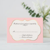 Carte de réponse Mariage rose et crème (Debout devant)