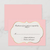 Carte de réponse Mariage rose et crème (Devant / Derrière)