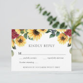 Carte de réponse Mariage Rose et tournesol (Debout devant)