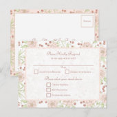 Carte de réponse mariage rose poudré vintage (Devant / Derrière)