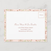 Carte de réponse mariage rose poudré vintage (Dos)