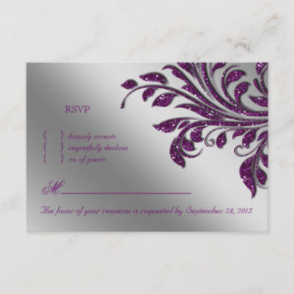 Carte de réponse Mariage RSVP feuille Étincelle vi