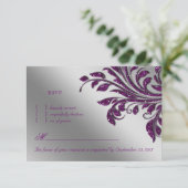 Carte de réponse Mariage RSVP feuille Étincelle vi (Debout devant)