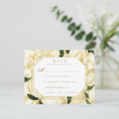 Carte de réponse mariage RSVP *Golden Blooms* (Debout devant)