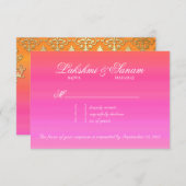 Carte de réponse Mariage RSVP indienne Damask Rose (Devant / Derrière)