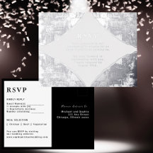 Carte de réponse Mariage RSVP Modern Silver Luxe