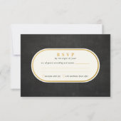 Carte de réponse Mariage RSVP Noir et Or simple (Devant)