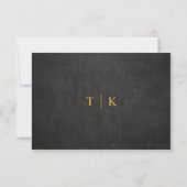 Carte de réponse Mariage RSVP Noir et Or simple (Dos)
