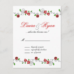 Carte de réponse Mariage RSVP Paris France Red Ros
