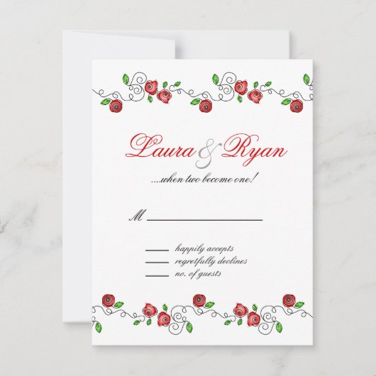 Carte de réponse Mariage RSVP Paris France Red Ros (Devant)