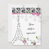 Carte de réponse Mariage RSVP Paris France Roses r (Dos)