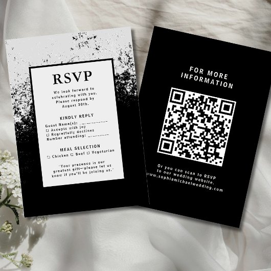 Carte de réponse Mariage RSVP QR Code Élégance mod