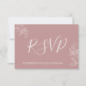 Carte de réponse Mariage RSVP rose Dusty (Devant)