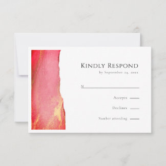 Carte de réponse Mariage RSVP rose élégant