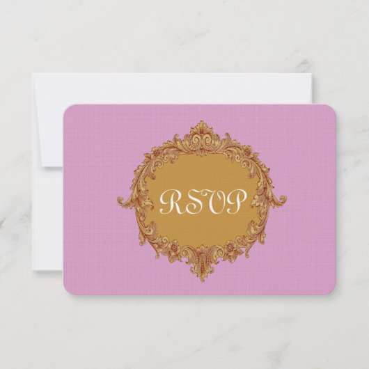Carte de réponse Mariage RSVP rose et or (Devant)