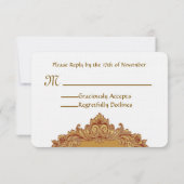 Carte de réponse Mariage RSVP rose et or (Dos)