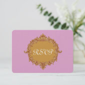 Carte de réponse Mariage RSVP rose et or (Debout devant)