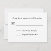 Carte de réponse Mariage RSVP Silver White Rose (Dos)
