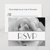 Carte de réponse Mariage RSVP Silver White Rose (Devant / Derrière)